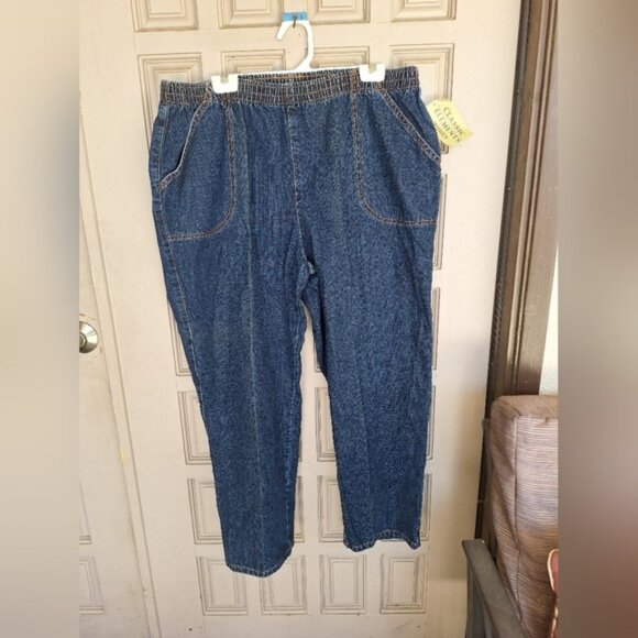 Classic Elements Woman Plus Sz18P Jeans NWT Elastic Waist Pockets Drk Wash - Picture 1 of 10